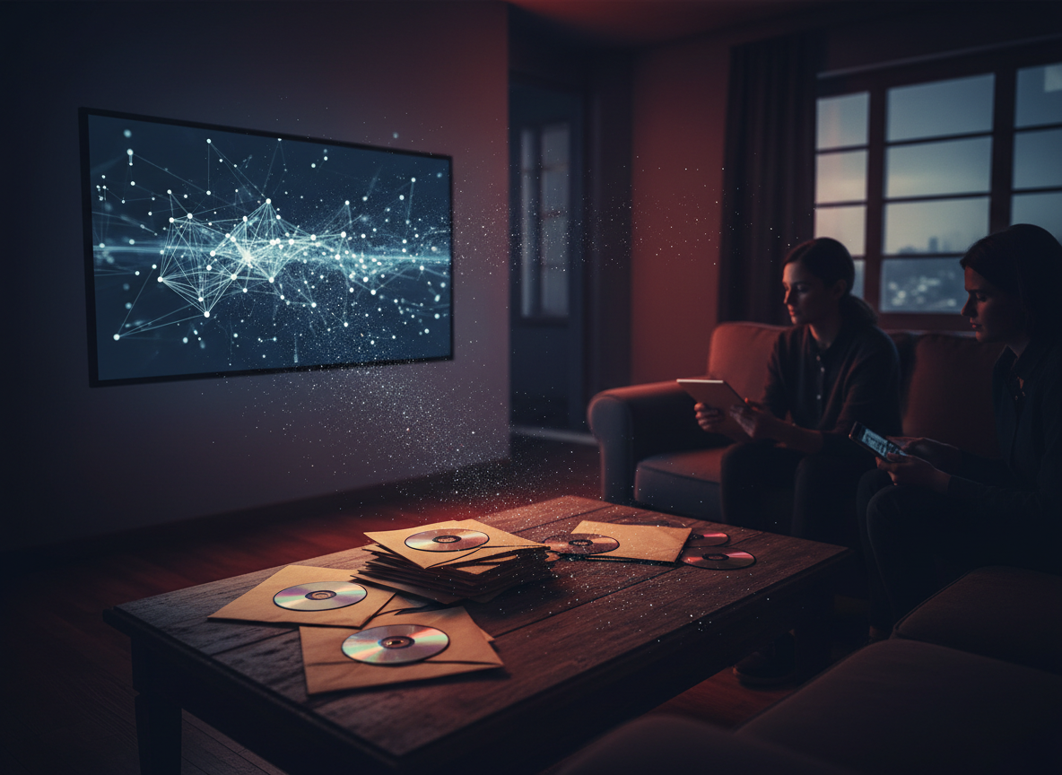 Editorial historical illustration for Netflix history
